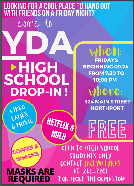 YDA_Outreach's tweet photo. YDA schedule is packed with FALL FUN! Don't miss out - Drop In returns 9/24 @nensuper62 @Elwood_Super @HarborfieldsCSD https://t.co/W2j2brxVM7
