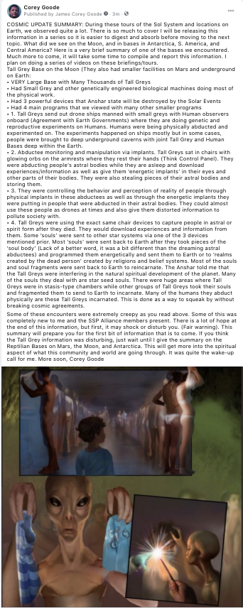CoreyGoode's tweet photo. COSMIC UPDATE SUMMARY - Tall Grey Base on the Moon: Posted to the Corey Goode Facebook Page. See Attachment. CG https://t.co/DICqjZEA6d