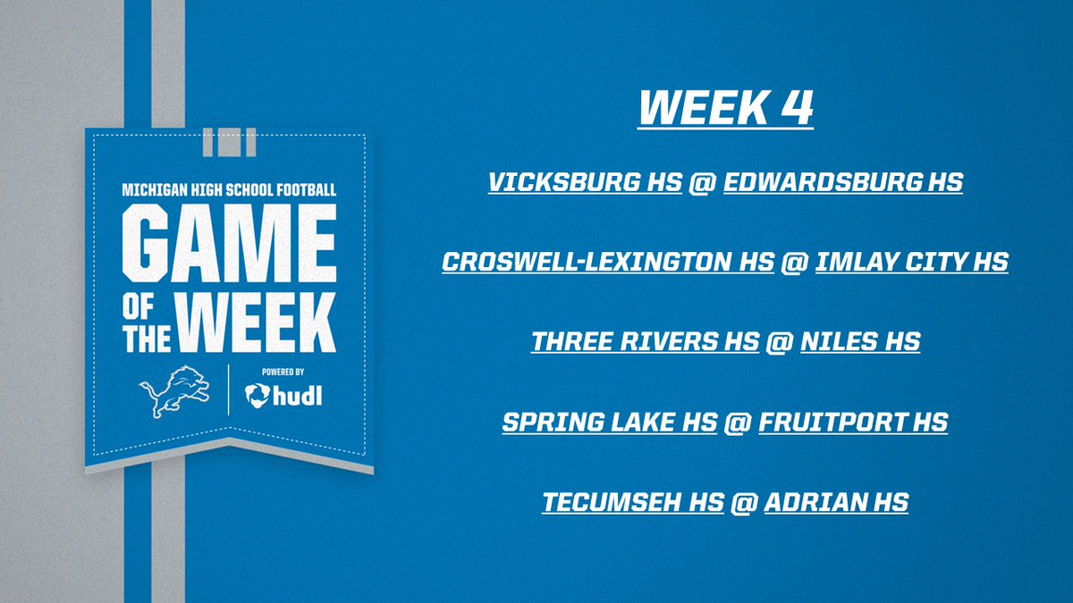 LionsYouthFB's tweet photo. VOTE for the Week 4 #MIHSFBGameOfTheWeek candidates, powered by @HudlFootball.

@VHSDawgs v @EddiesAthletics
@CrosLexFootball v @SpartansIC
@trhswildcats v @NilesAthletics
@SpringLakeFB v @FRTPRT_FTBLL
@gadblack v @FootballMaples

Voting ends 9/15 at noon: https://t.co/O7Z20MDaOR https://t.co/JDP2KeoSXY