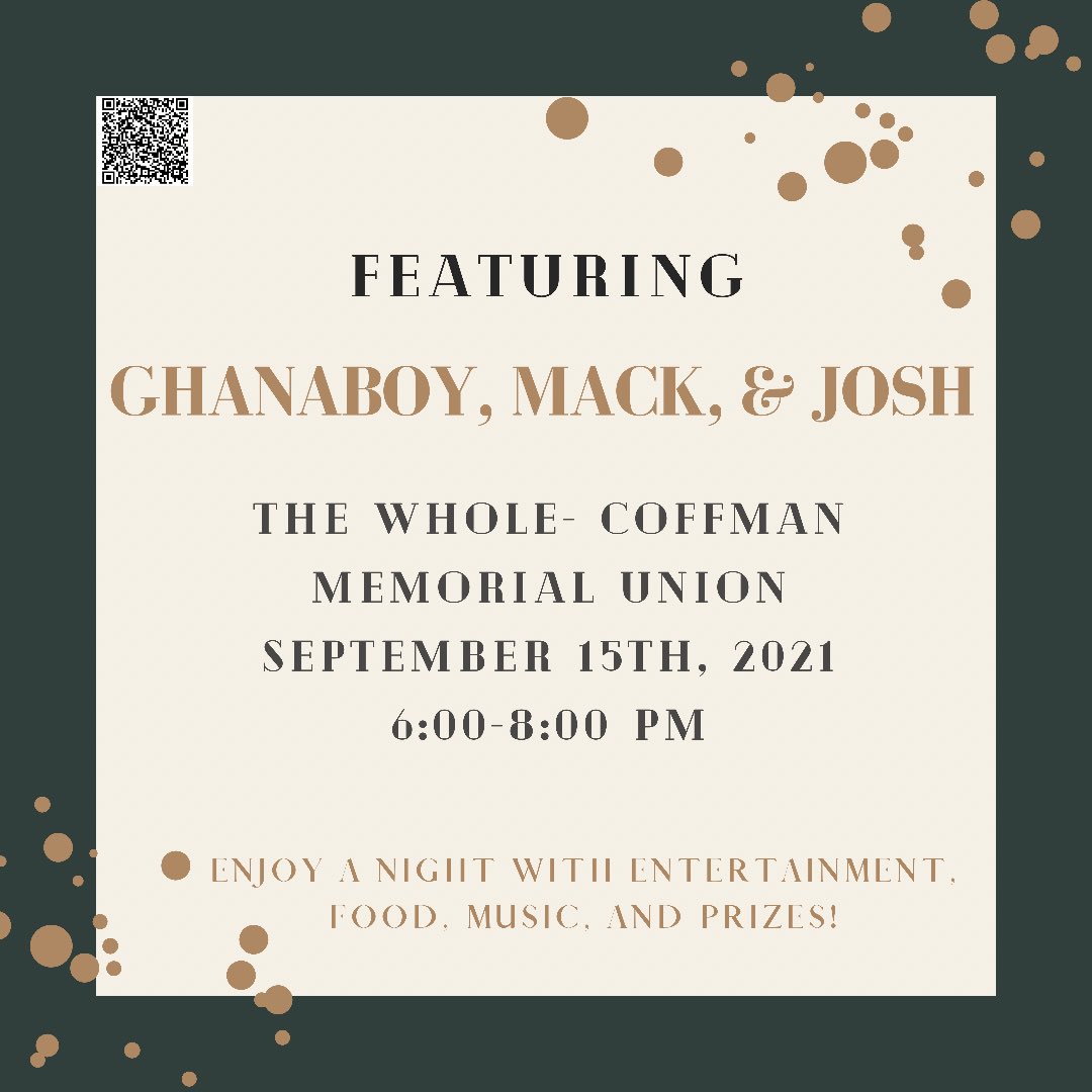 HELLO EVERYONE!!! Join us at our annual open house event on September 15th from 6-8pm at The Whole- Coffman Memorial Union. Come stop by for a fun time, with free food, music, games, &amp; of course prizes!!! 😌