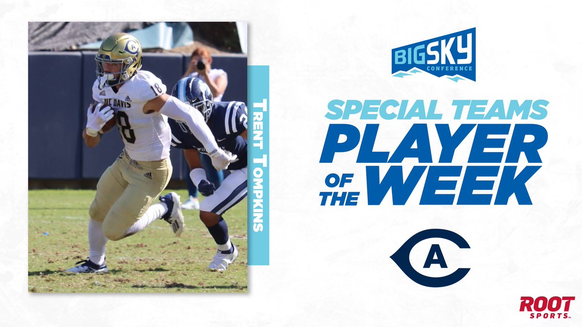 BigSkyConf's tweet photo. It’s clear @TrentTompkins2 does a little bit of everything, including winning #BigSkyFB Special Teams Player of the Week! 👀 

#ExperienceElevated https://t.co/BsLhjAjLk8