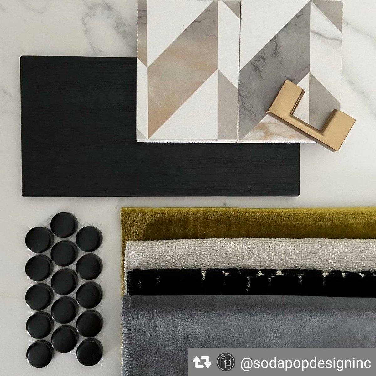 Here's some Monday inspiration featuring our <a href="/GrupoFinsa/">Finsa</a> 231 Blackwood!

#Repost <a href="/sodapopdesign/">Cynthia Soda</a> 
・・・
This week’s #materialmonday with a little pop of colour ✨

#sodapopdesigninc #interiordesign #interiordesigner #interiorstyle #torontohomes #torontoluxuryhomes #design