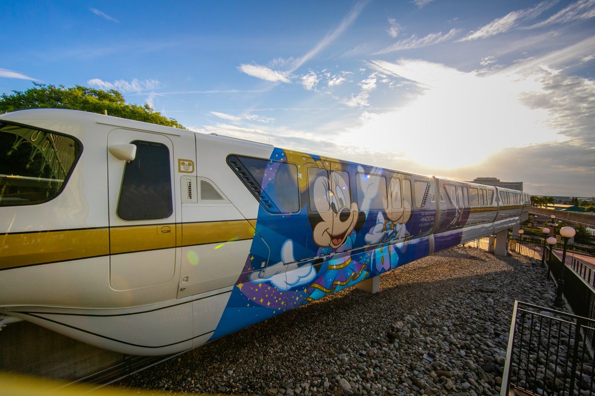 WaltDisneyWorld's tweet photo. Here’s your first look at the new monorail wrap celebrating the upcoming “World’s Most Magical Celebration” at Walt Disney World Resort! #DisneyWorld50 https://t.co/TCsZ3B7xds