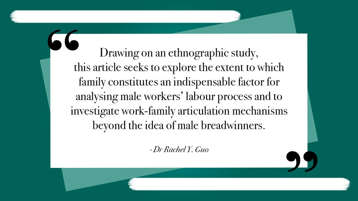 CWF_Journal's tweet image. We&apos;re happy to highlight another new article from the new issue!

&quot;More than just breadwinners: how Chinese male migrant workers’ family relationships shape their factory labour process&quot; from author @Rachel_Guo 

@Routledge_Socio #MigrantWorkers #FactoryWorkers #GenderStereotypes