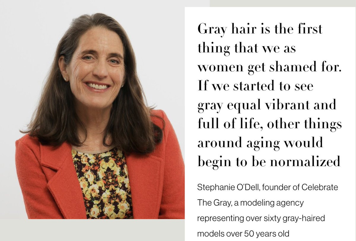 The Age Buster 🇺🇦 (@theagebuster) on Twitter photo For the onlooker, gray hair is one of the most stigmatized attributes of aging women.
We need to reclaim the power to look the way we are
bit.ly/SO_visibles
@look4thewoman <a href="/BetterNotYoung/">Better Not Younger</a> <a href="/CrunchyTales/">CrunchyTales®</a> @MervChangeAGEnt <a href="/OldSchool_Info/">OldSchool.Info</a> <a href="/LiatAyalon/">Liat Ayalon</a> For the onlooker, gray hair is one of the most stigmatized attributes of aging women.
We need to reclaim the power to look the way we are
bit.ly/SO_visibles
@look4thewoman <a href="/BetterNotYoung/">Better Not Younger</a> <a href="/CrunchyTales/">CrunchyTales®</a> @MervChangeAGEnt <a href="/OldSchool_Info/">OldSchool.Info</a> <a href="/LiatAyalon/">Liat Ayalon</a>