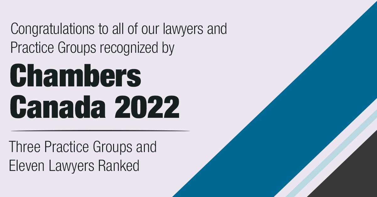 We are honoured to be recognized by 
<a href="/ChambersGuides/">Chambers and Partners</a> in multiple practice areas. We would also like to congratulate our lawyers who were ranked among the top lawyers in Canada. For the full list of MR ranked PGs and lawyers: bit.ly/3nDkUrp #ChambersCanada2022 #MRLeads