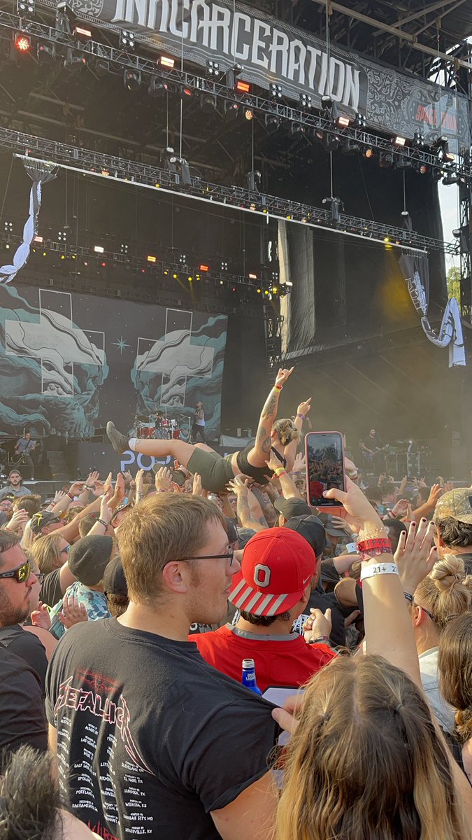 Jordanhmosser's tweet photo. First festival went way too hard. Came home with bruises, scratches, and my entire body is sore. I can’t explain my love for this music and the community. Here’s to next year! https://t.co/f2BvvAuG3K