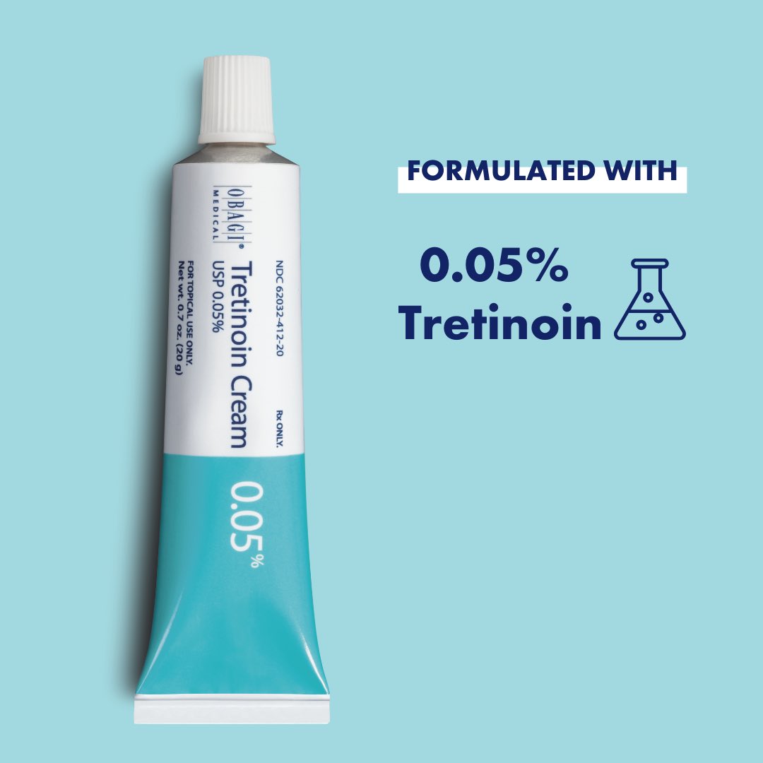 Obagi's tweet image. Available in multiple strengths and formulations by prescription only, Obagi tretinoin creams and gel work deep inside the skin to treat acne.