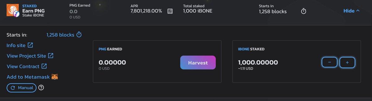 New #iBONE Shares pool added
Stake iBONE and earn PNG with extreme high APR
Rewards will be start in approx. 20 to 30 minutes.

PS: BoneSwap Polygon L2 whitelist is open now for both Polygon, OKEx, KCC and iBONE holder whitelist.boneswap.finance

#Avalanche #Avax #Matic #Polygon