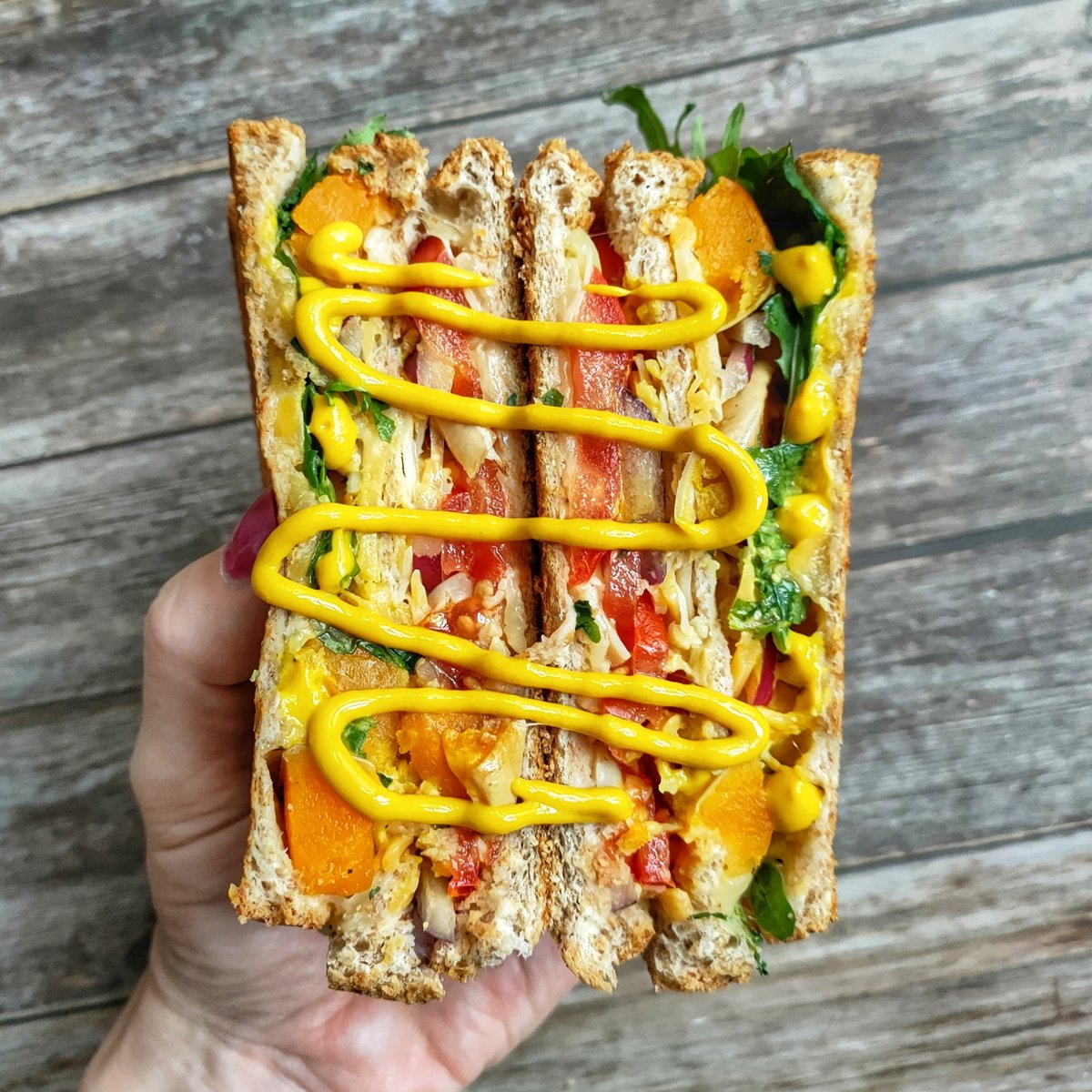 We’re going veggie today and are loving this meat-free masterpiece! 🥪🌱 It’s an epic, colourful vegetable grilled cheese taken to the next level with a drizzle of #FrenchsMustard, for the ULTIMATE punch of flavour. 👌 #ItsaMUST