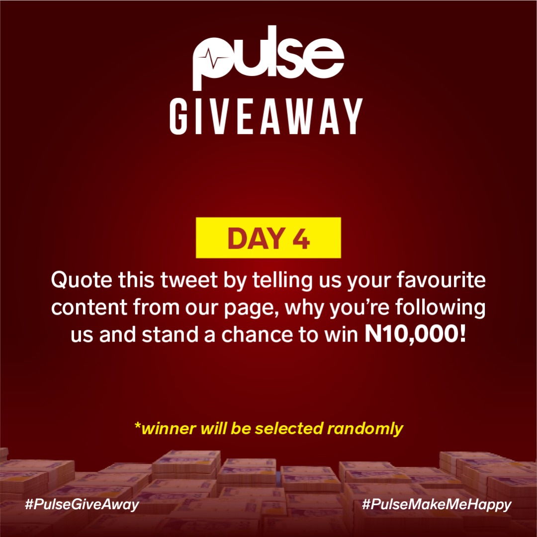 PulseNigeria247's tweet photo. It's GIVEAWAY o'clock! π€π
All you have to do is quote this question with your reply using #PulseGiveaway #PulseMakeMeHappy.
Letβs go! π https://t.co/IxvfxcTvKy
