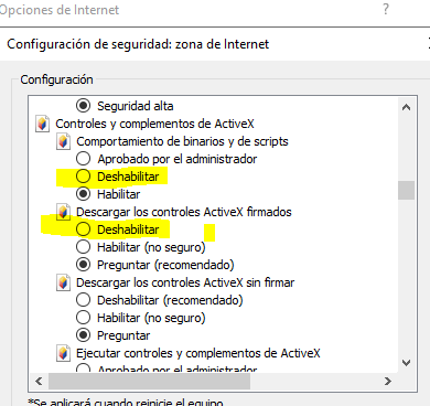 ElevenPaths's tweet photo. Visto la que se liará con CVE-2021-40444 y que ya cualquiera puede hacer un exploit sin que haya parche aún, lanza Internet Explorer. Configuración. Opciones, seguridad, Internet y nivel personalizado. Deshabilita ActiveX (al menos las 2 primeras). Si intentan explotar verás esto https://t.co/C6UuMOinLA
