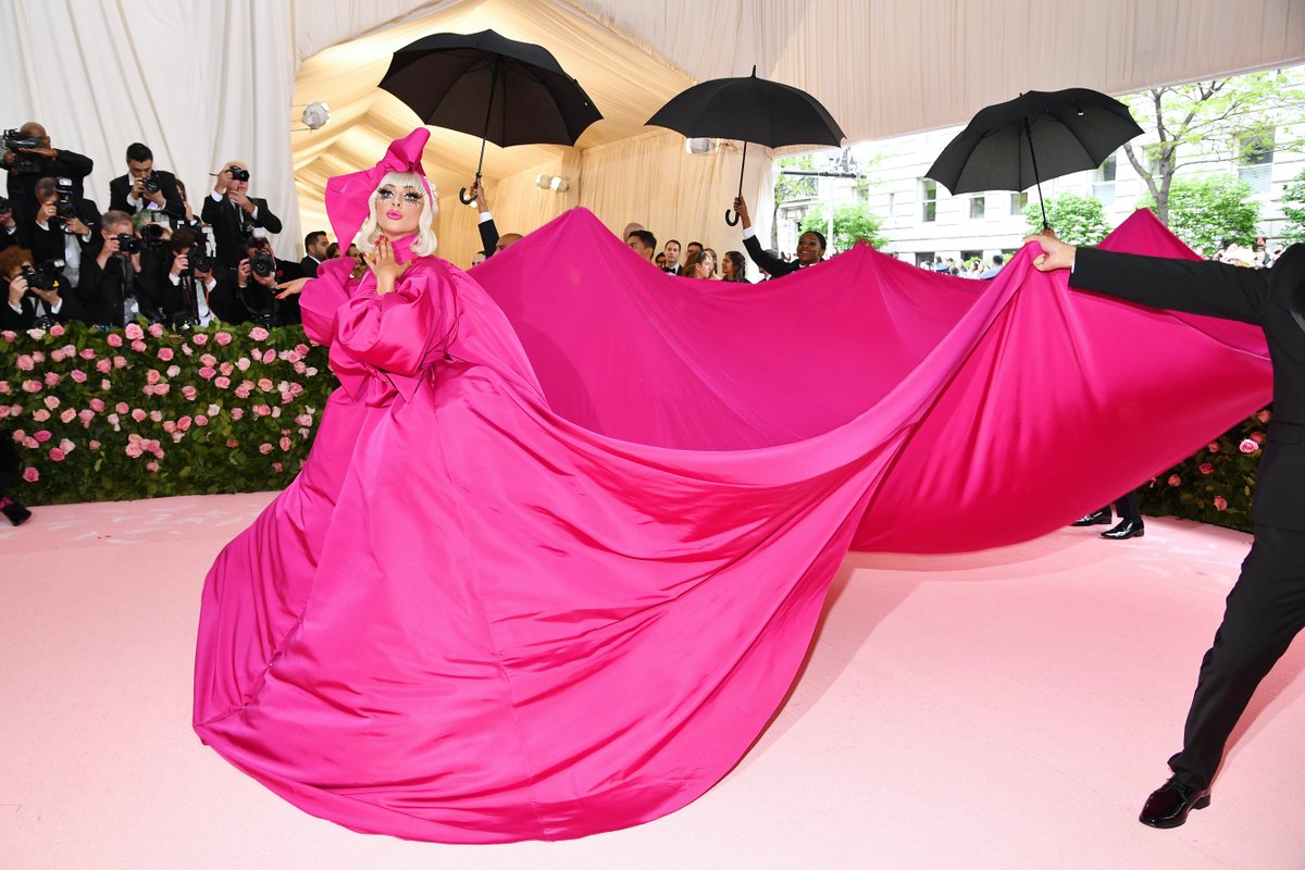 enews's tweet photo. Gaga's 2019 #MetGala look is the visual representation of what happens to us as the night progresses.  😊🙂😏(📷: Getty) https://t.co/kGOjBcg8l2
