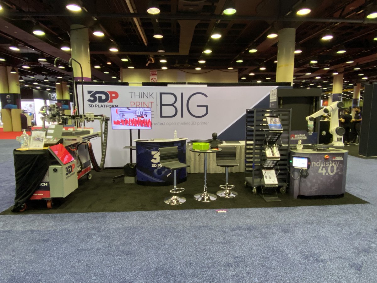 3DPUnlimited's tweet photo. We are all set up and ready to go at @RAPID_Event 2021 in Chicago, IL.  Stop by our booth #E7837 and say Hi to Don and Jason! #RAPID+TCT  #AdditiveManufacturing #3Dprinting #large3dprint #additivemfg https://t.co/FXzDCKFR3w