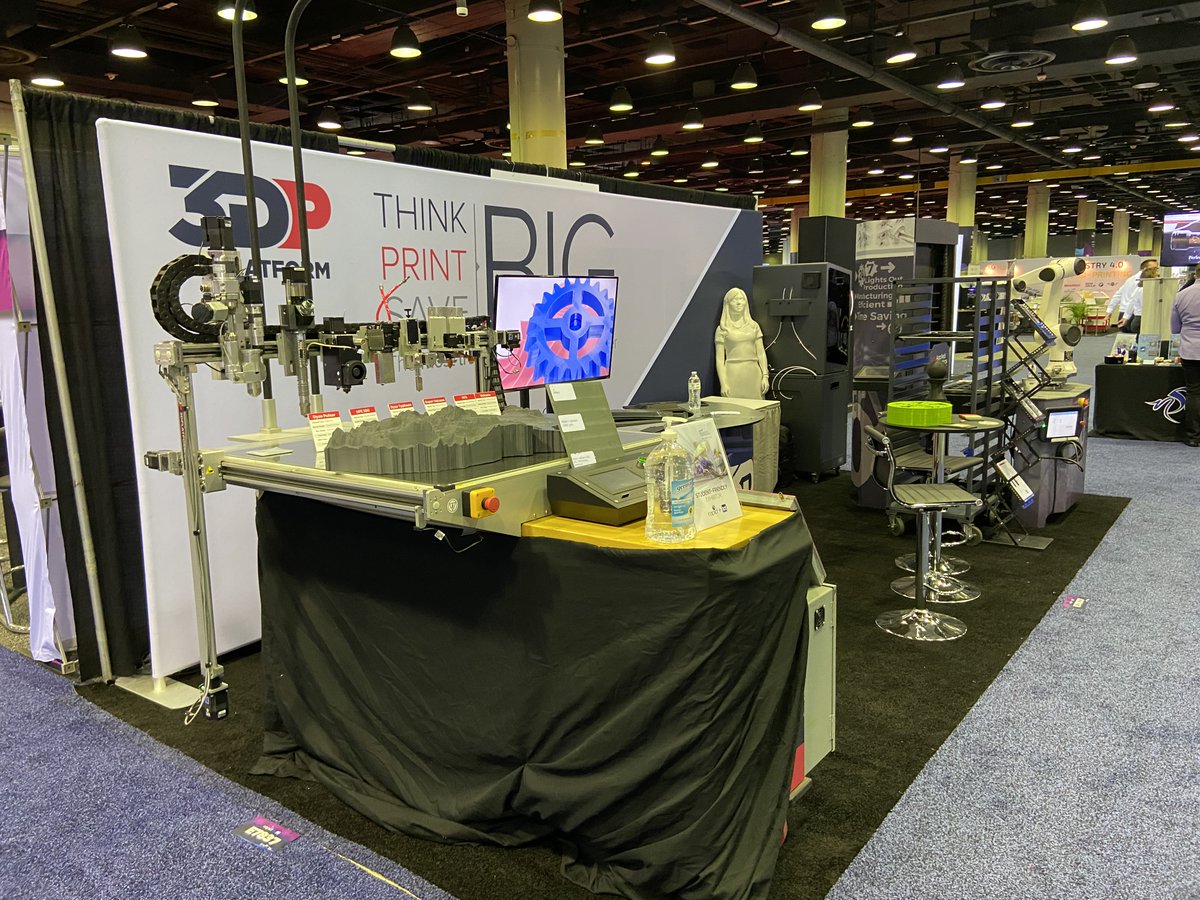 3DPUnlimited's tweet photo. We are all set up and ready to go at @RAPID_Event 2021 in Chicago, IL.  Stop by our booth #E7837 and say Hi to Don and Jason! #RAPID+TCT  #AdditiveManufacturing #3Dprinting #large3dprint #additivemfg https://t.co/FXzDCKFR3w