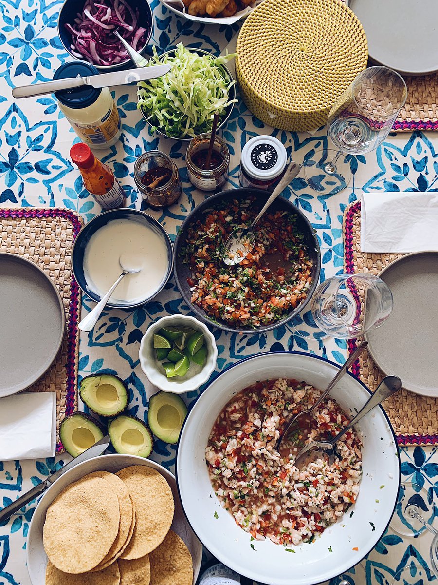 The perfect #Ensenada style #brunch #Prawnceviche and #BajaFishTacos a wonderful way to spend an afternoon with friends talking about Mexican stuff ❤️
