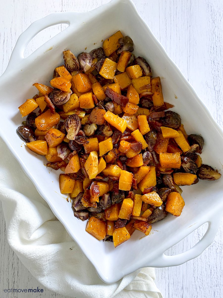 Who's ready for #FallFlavors?  Try these Maple Bacon Brussels Sprouts and Butternut Squash. #ad The crispy, smoky caramelized Brussels sprouts, salty bacon &amp;sweet maple butternut squash will have you begging for more!
Get the recipe:
eatmovemake.com/maple-bacon-br…

<a href="/MelissasProduce/">Melissa's Produce</a>