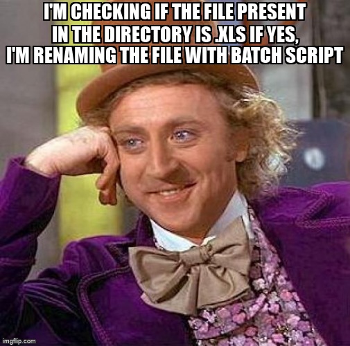 overflow_meme's tweet image. I&apos;m checking if the file present in the directory is .xls if yes, i&apos;m renaming the file with batch script stackoverflow.com/questions/6916… #rename #fileextension #batchfile #fileexists