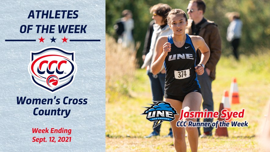#CCCXC | Jasmine Syed won the Ron Ouellette Invitational handily, helping <a href="/UNESports/">UNE Athletics</a> to a perfect team score of 15. She completed the 5K course in 19:57, more than a minute ahead of her closest competitor &amp; was named the Runner of the Week.

READ: cccathletics.com/sports/wxc/202…

#d3xc