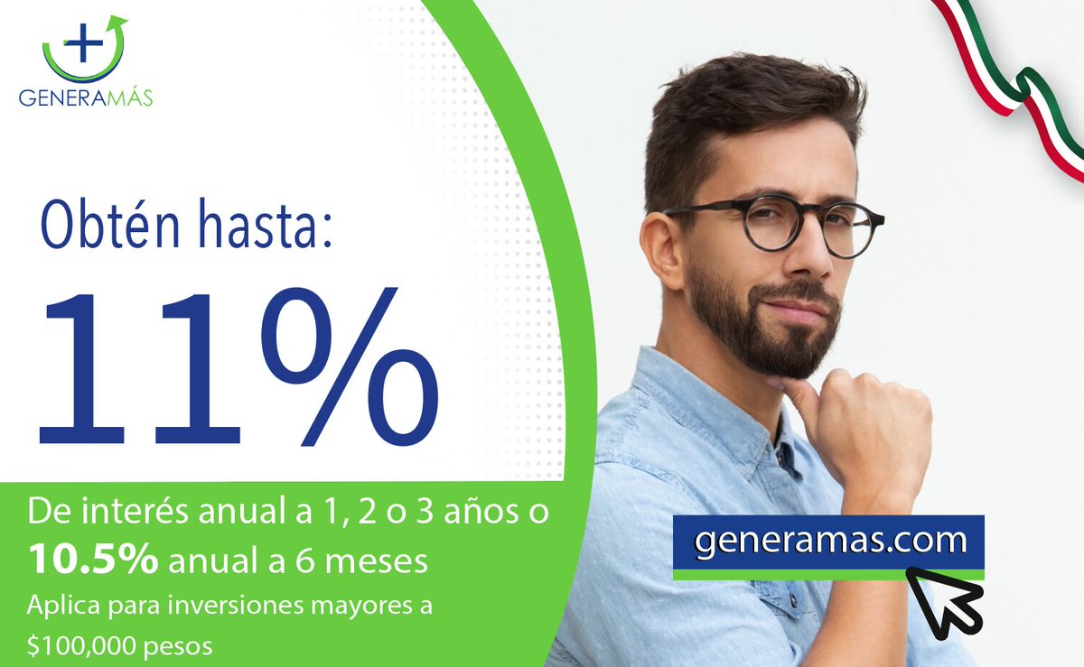 generamascom's tweet photo. No pierdas la oportunidad de darle más rendimiento a tu dinero, invierte con @generamascom y obtén hasta el 11% anual. Ultimas 2 semanas de promoción. Solicita tu apertura de cuenta aquí: https://t.co/5WDbp2xm1d

#dinero #felizlunes #bbva #oportunidad https://t.co/cSoi30j6yj