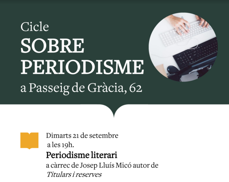 El Dr. @jlmico, catedràtic de periodisme de <a href="/BlanquernaFCRI/">Blanquerna FCRI</a>, i autor del nou llibre "Titulars i reserves" enceta el dimarts 21/09 el cicle sobre #Periodisme organitzat per <a href="/casadellibro/">Casa del Libro</a> parlant sobre #PeriodismeLiterari. 
Confirma assistència a: comunicacio@casadellibro.com