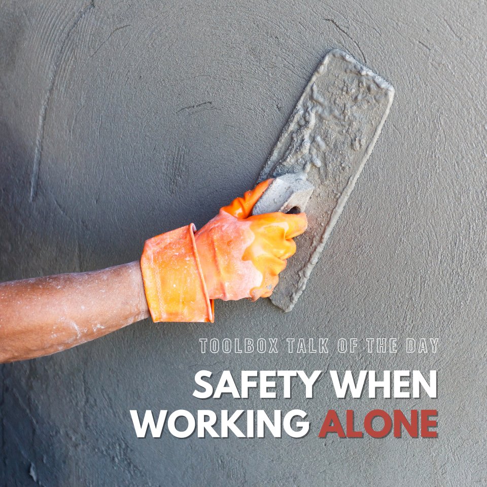 SafetyTekApp's tweet photo. Although it is not ideal, certain situations necessitate working #alone. The same job performed solo poses a greater risk. In this #toolboxtalk, cover tips for keeping yourself #safe while working on your own including check-in systems, equipment, and what to watch out for. https://t.co/Gd6b86x0HA
