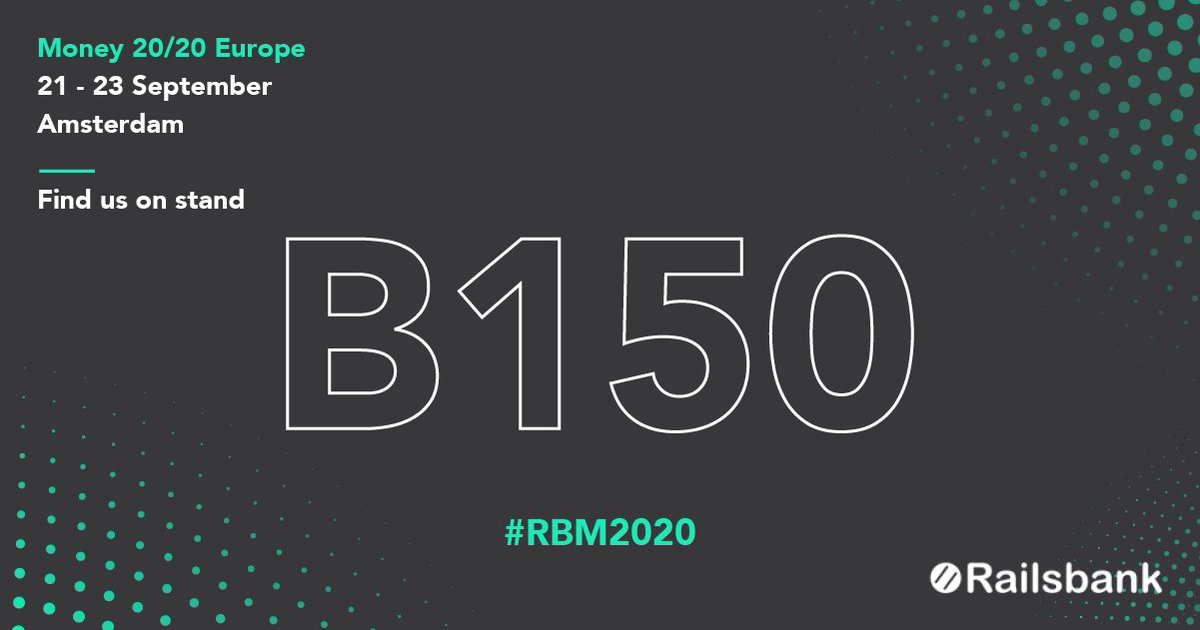 ShaulDavidUK's tweet photo. .@Railsbank will be at @Money2020 Europe this year in Amsterdam! Make sure to visit us on stand B150 and follow #RBM2020 for all updates. https://t.co/H29R0Omk6m
