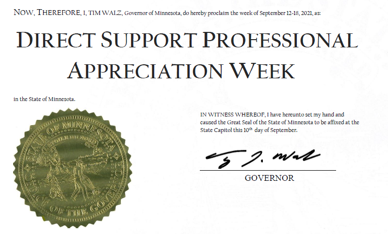 Accord_Mn's tweet photo. We want to extend our heartfelt appreciation to all of the hardworking #directsupportprofessionals out there! We also want to thank Governor Walz for officially declaring the week of September 12-18th #DSPWeek https://t.co/Dh0xeN9quf