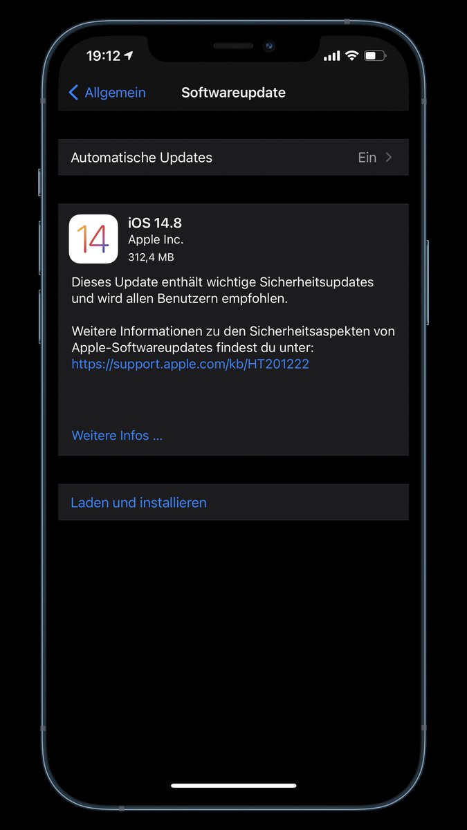 antibes79's tweet image. Was? Heute noch ein Update auf iOS 14.8??? #Apple #iOS148