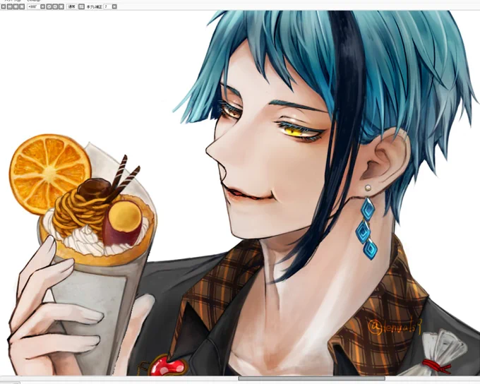 仕事のせいでTwitterぜんぜん来れてない～😂
趣味絵は描いてるよ!進捗のジェイドさん～ 
