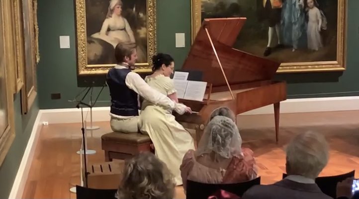 We had such a great time in Bath! ‘Jane Austen and the Art of Social Distancing’ at @JAFestBath @Holburne with wonderful @lomas_rosie, Kathryn Lomas and last minute impromptu @NathanielMander who helped with demonstrating how risqué was playing 4 hands duets in the regency era!