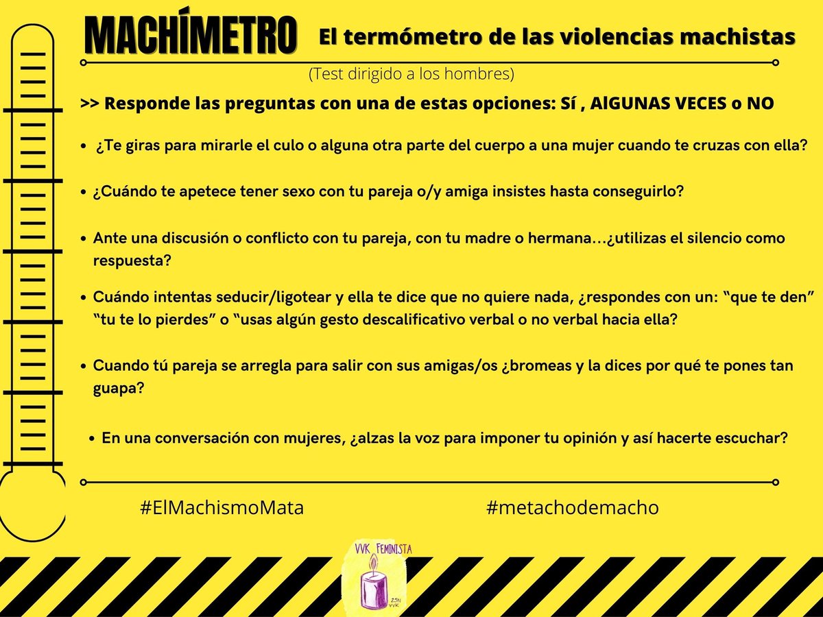 kontraeventos's tweet photo. ⚠️⚠️⚠️EL MACHÍMETRO Mide tú nivel de machismo
#MeTachoDeMacho
#VallekasLibreDeViolenciasMachistas
#DesarmandoElMachismo
Parte 1/3...Continuará...👇👇👇 https://t.co/vzabGcBf6l