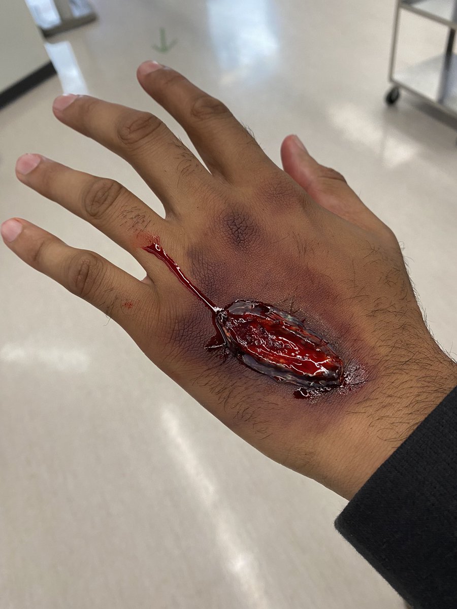 BCITSoHealth's tweet photo. Come check out our #moulage station for #HcSimWeek2021 in SE12 412. #healthcaresimulation #toughmonday https://t.co/4t2AT2UwGL