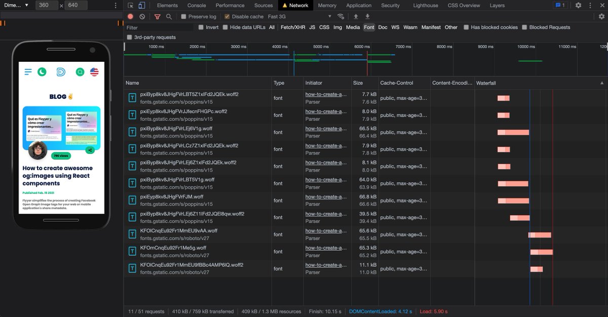 nucliweb's tweet photo. @danestves Hola Daniel 😊

Veo que en las dos páginas hay una gran carga de fuentes, y varias en formato woff, echa un vistazo a https://t.co/kOkCvv3uu6

#WebPerf #WPO #Performance #PerfTips https://t.co/mW3FZQoUYD