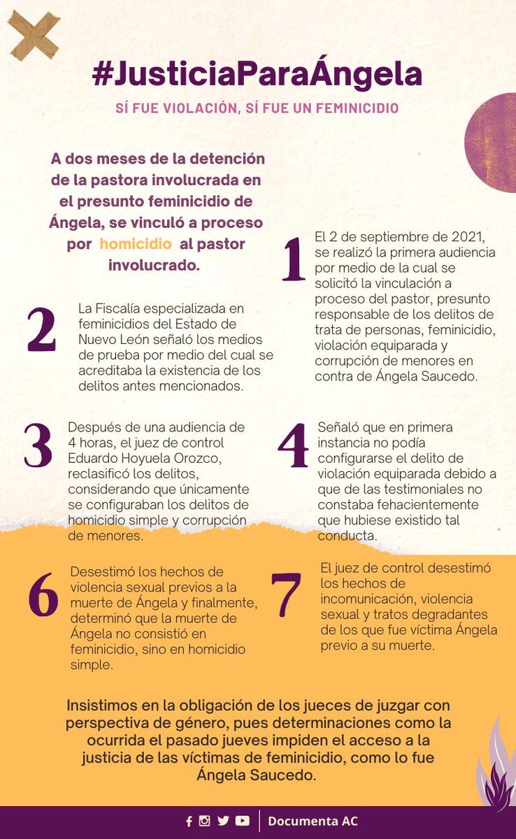 altoyanomas's tweet photo. Les compartimos contenido reproducido por @DocumentaAC para alzar la voz y exigir que el @poderjudicialnl reconozca el caso de Ángela Saucedo por lo que es. #JusticiaParaÁngela  #SíFueViolación #SíFueFeminicidio https://t.co/hZHsxKikw1