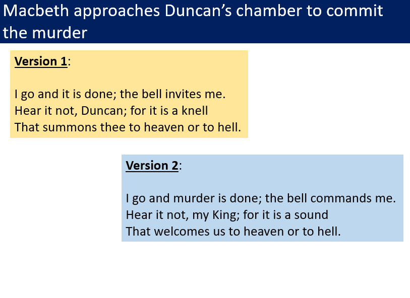 amy_smith117's tweet photo. Bit of "Macbeth" lesson planning for tomorrow. What would happen if Shakespeare used different words? (With a big sorry to Shakespeare for rewriting his work...) https://t.co/9052DbNaBg