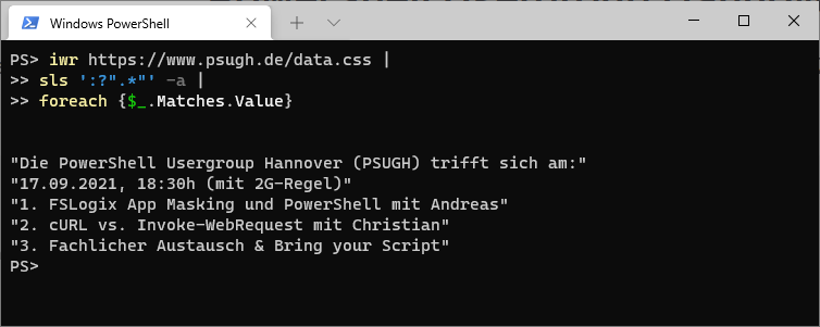 PSUGHannover's tweet photo. Nächsten Freitag ist wieder ab 18:30h #PowerShell Usergroup Hannover: 🥳🎉
💾 FSLogix App Masking und PowerShell mit @NickITGmbh
💾 cURL vs. Invoke-WebRequest mit @datenteiler
Es gilt die 2G-Regel und wir streamen live.📡
Infos unter: https://t.co/gKYk8t98Uh #psugh https://t.co/zNu4KrJloU