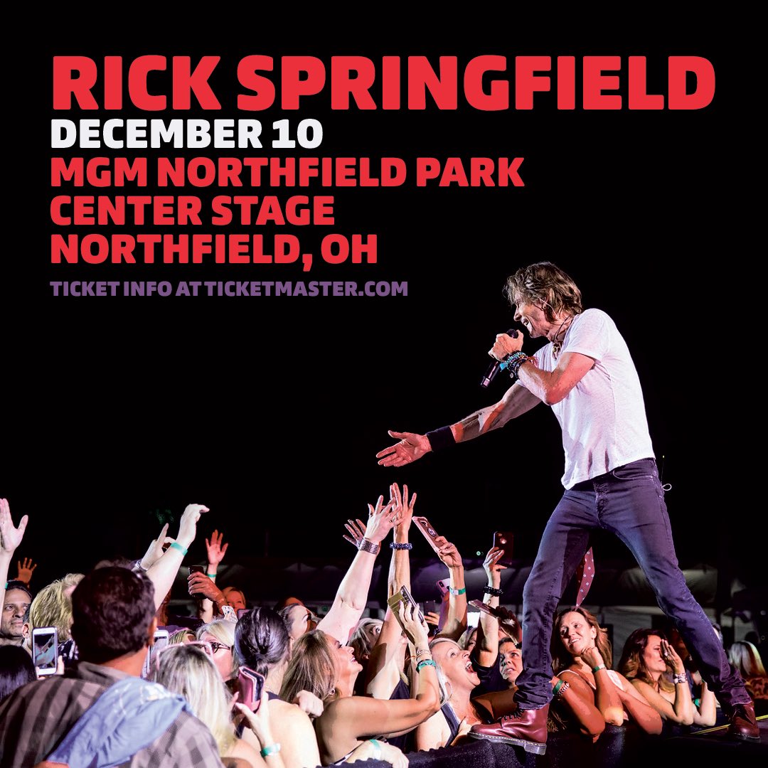 Rick Springfield New Show Date December 10 21 Mgm Northfield Park Center Stage Northfield Oh Mgmnorthfield Tickets On Sale Friday Sept 17 At 10 Am Et Via Ticketmaster T Co 26xrvc3cic