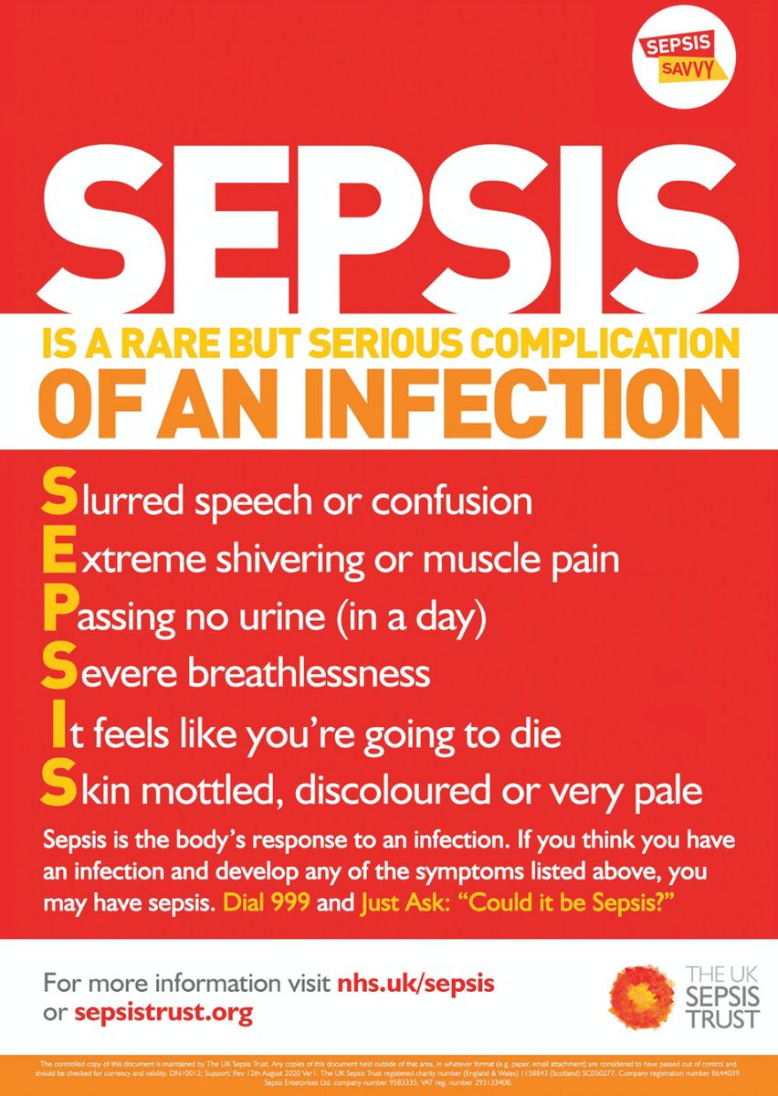 5 people die with sepsis every hour in the UK. So on World Sepsis Day,  please watch the video below to learn how to spot the signs of this deadly  disease and