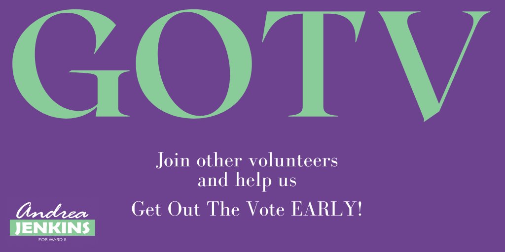 Join us this Saturday September 18th for doorknocking between 11am-2pm. Doorknocking packets are available at Turtle Bread on the corner of 48th St and Chicago. Sign up at andrea-jenkins.com/contact We hope to see you there!