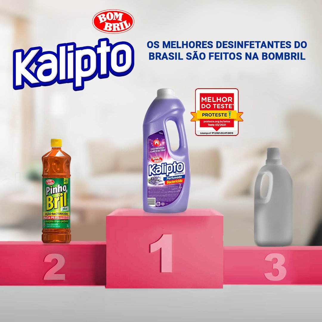 É dobradinha que chama? Aqui na Bombril recebemos ouro e prata na categoria de melhores desinfetantes do Brasil!
O nosso Kalipto levou a medalha de ouro da Proteste enquanto o clássico Pinho Bril recebeu a medalha de prata!  #OuroEPrata #Kalipto #PinhoBril