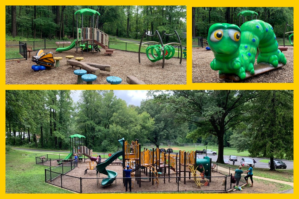 CunninghamRec's tweet photo. Annandale Community Park in Annandale, VA @fairfaxparks. This is a fun @gametimeplay playground with it's custom bug/nature theme. Scale the crawling caterpillar, jump from flower to flower and more. #parks #themeplay #playgrounds #parksandrecreation #customplaygrounddesign https://t.co/zDWwxgxeUR