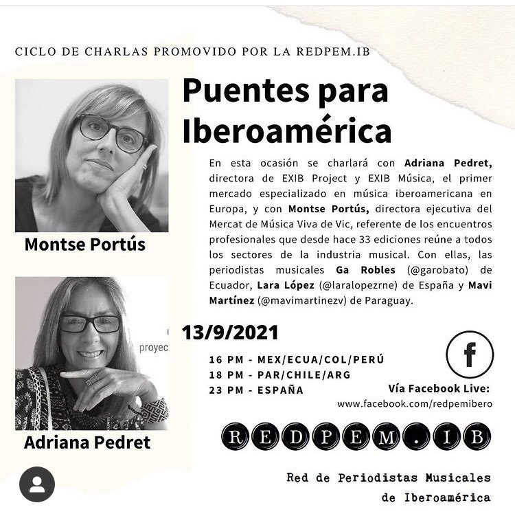 Jamon_Salve's tweet photo. ¡Atención!

La @RedPemIb les propone este plan para hoy, de la mano de tres grandes del periodismo musical iberoamericano: @laralopezrne por España, @Garoba desde Ecuador y @mavimartinezv de Paraguay.

Conéctese a las 4:00 pm hora Col. a través de https://t.co/TOUsRsz5p2 https://t.co/bBaz7klAih