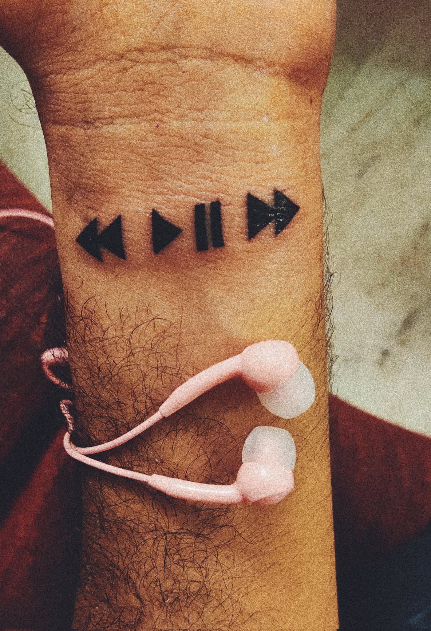 Rewind pause play forward repeat | Behind ear tattoo, Ear tattoo, Tattoos