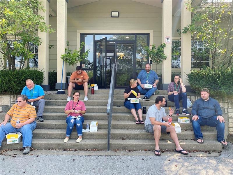 officialEAGLE6's tweet photo. The EAGLE6 team is taking advantage of the last days of summer enjoying outdoor activities and lunch together!🏈 https://t.co/Y4zMQucrGr