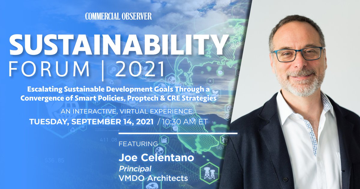Join us for a virtual sustainability forum hosted by <a href="/commobserver/">Commercial Observer</a> and featuring VMDO principal Joe Celentano. The forum will explore top trends in CRE sustainability and new design opportunities to build greater social health and equity.

Register here: commercialobserver.zoom.us/webinar/regist…