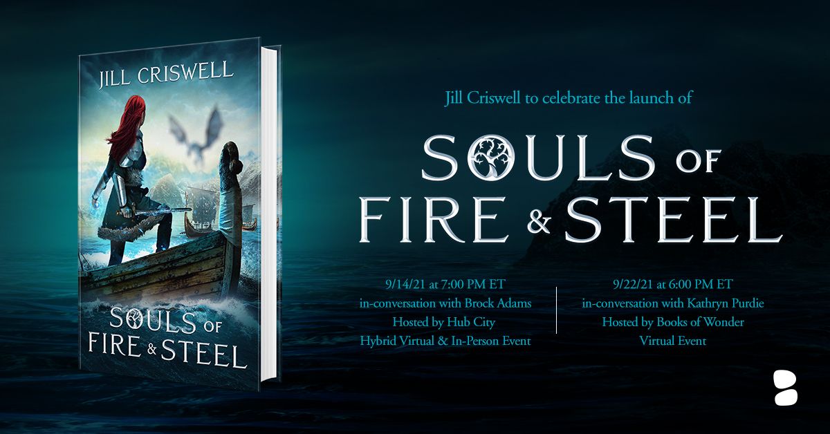 BlackstoneAudio's tweet photo. A pubday celebration is upon us this month, #frozensunsaga readers!😱📚

Join #SOULSOFFIREANDSTEEL author @JillCriswell on SEPTEMBER 14 + 22 for two exclusive launch events hosted by @HubCityBookshop + @BooksofWonder! https://t.co/KHnriucray