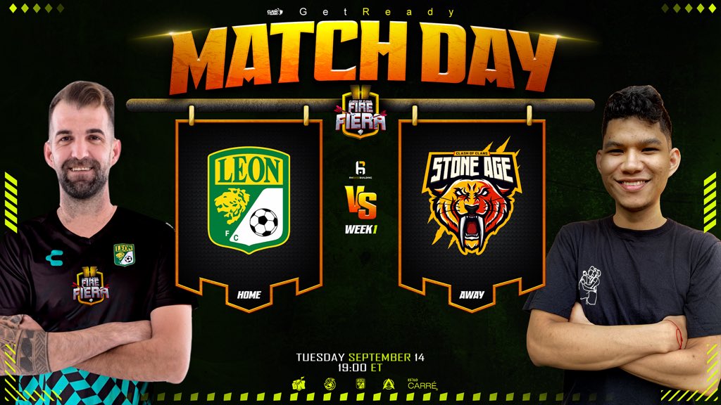 **Week 1 | Group A**
Tuesday, September 14

<a href="/clubleonfc/">Club León</a> 🆚 <a href="/StoneAgeCoc/">Stone Age!!</a> 
⏰🇺🇸 19:00 pm
⏰🇲🇽 18: 00 pm
⏰🇪🇺01:00 am (15th September)
⏰🇮🇳 04:30 am (15th September)

Stream by:
🎙<a href="/shioNwu/">shioN🔥</a> 
🎙<a href="/AngelaVquez/">Ángela (Morgana)</a>