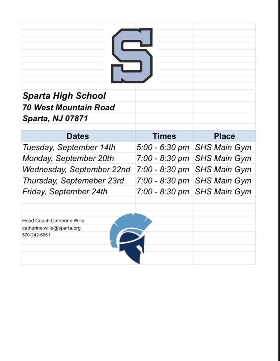 sparta high school open gym dates!