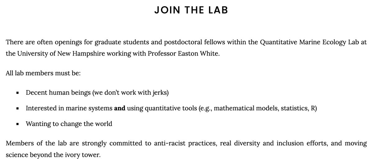 eastonrwhite's tweet photo. I am recruiting a MS or PhD student at @COLSA_UNH @QuantMarineEco interested in using #math or #stats to address challenges in our #oceans. Possible work could be on seafood, metapop dynamics, or socio-ecological sytems https://t.co/erlN0u5hWK  @SMB_MathBiology @WomenInStat https://t.co/nk8RECornc